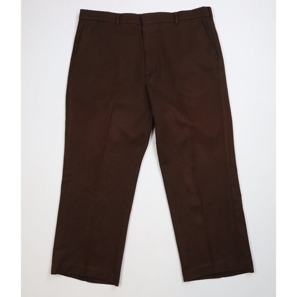 Vtg 70s Streetwear Mens 38x26 Sun Faded Knit Flared Wide Leg Chino Pants Brown